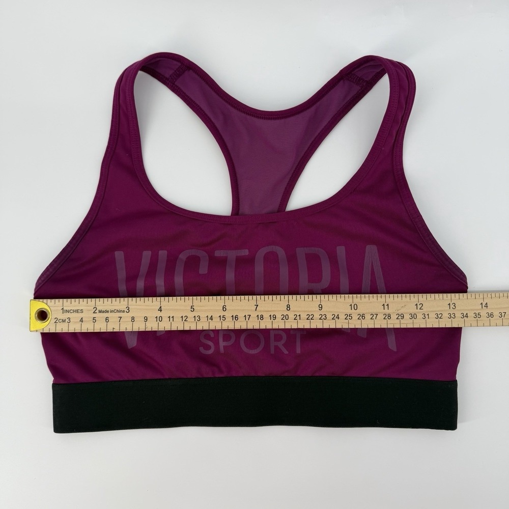 Victoria Sport Racerback Sports Bra Pink Purple Logo Medium Support Size S - Picture 6 of 7